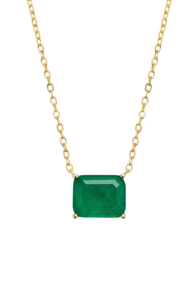 The Green Solitaire Pendant Necklace, Main, color, GOLD