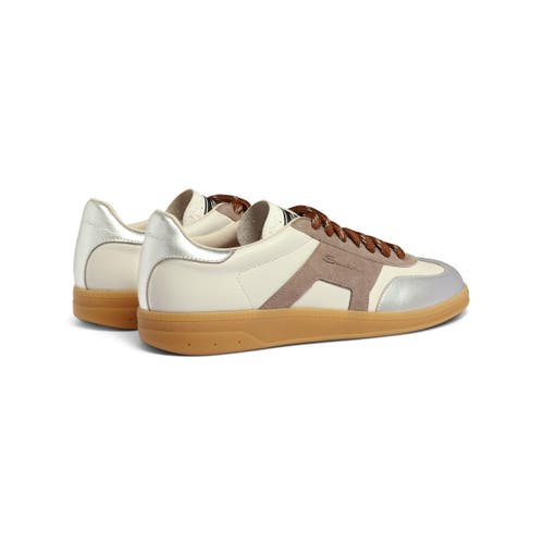 Santoni Leather And Suede Dbs Oly Sneaker In Natural