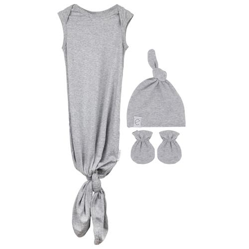 Ely's & Co. Knot Wearable Blanket, Knot Hat & Mitten Set In Heather Grey