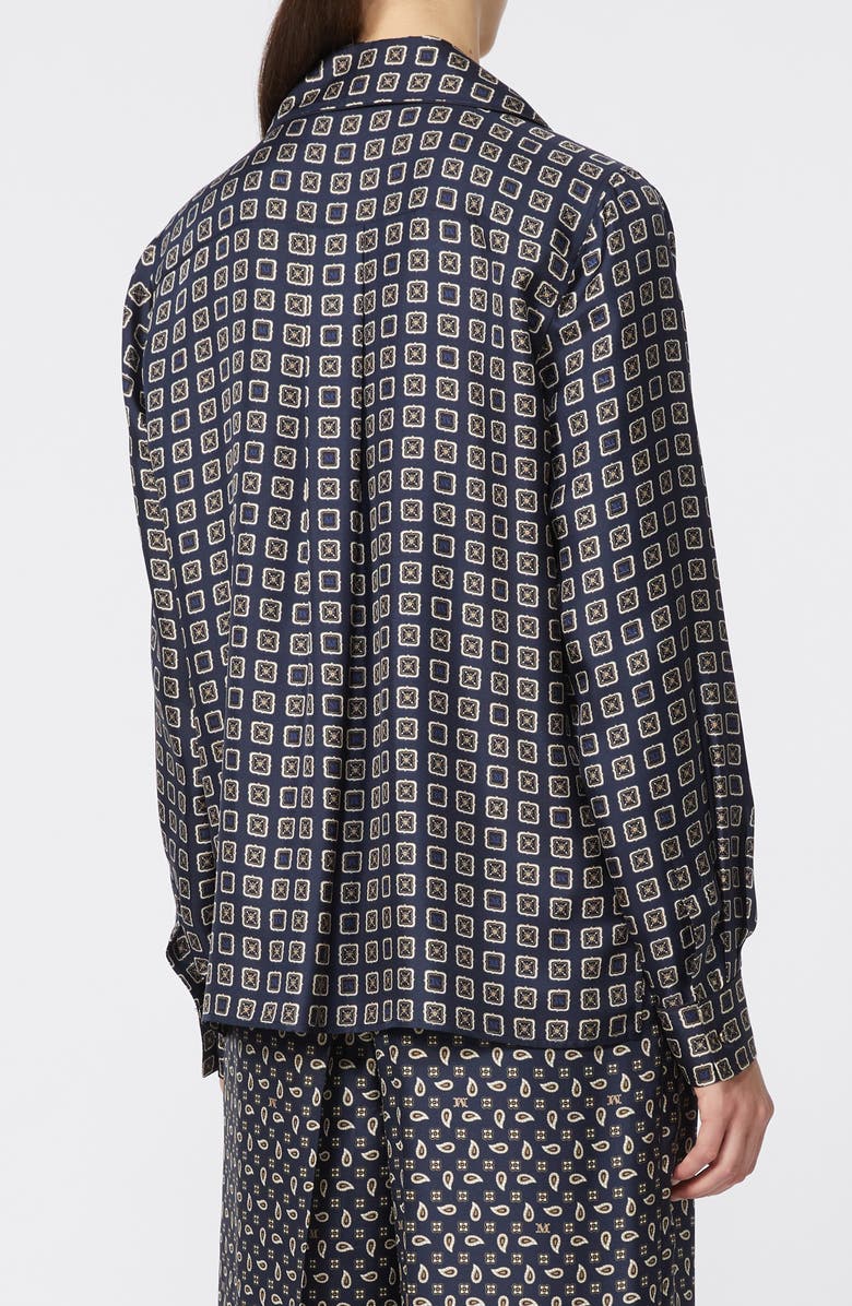 Max Mara Disco Monogram Paisley Pajama Shirt, Alternate, color, Ultramarine