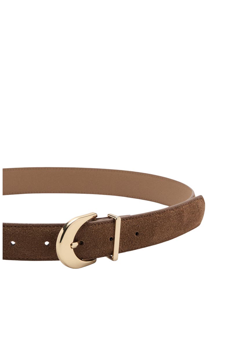 Oval Buckle Suede Belt, Alternate, color, BROWN