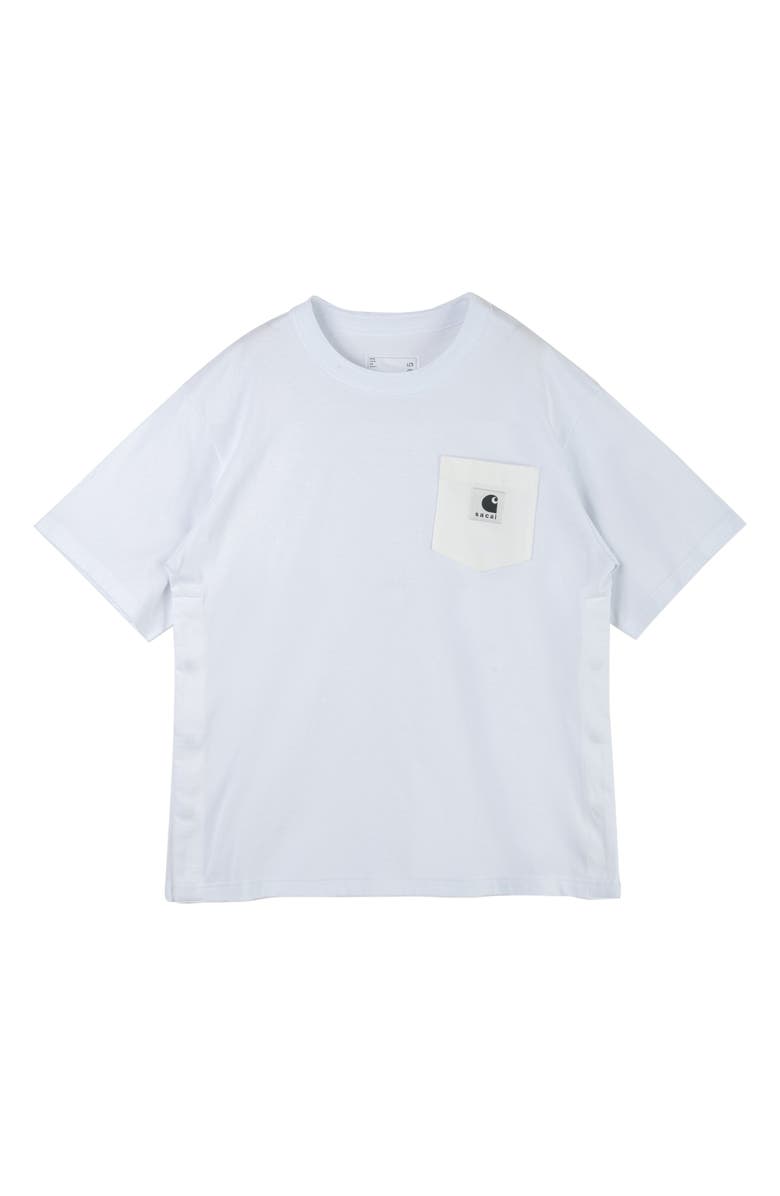 Sacai Carhartt WIP Cotton Jersey Pocket T-Shirt, Main, color, White