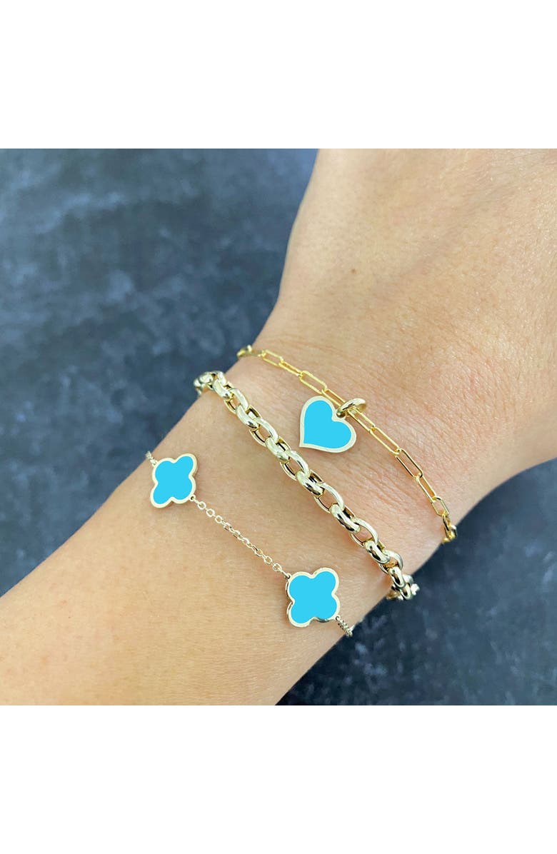 The Lovery Fine Jewelry Small Turquoise Clover Bracelet, Alternate, color, Turquoise