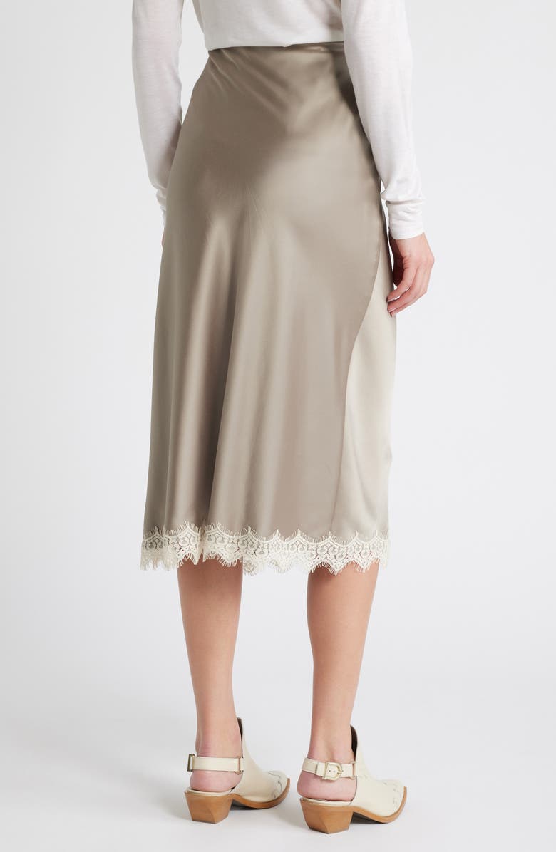 Treasure & Bond Lace Trim Satin Midi Skirt, Alternate, color,