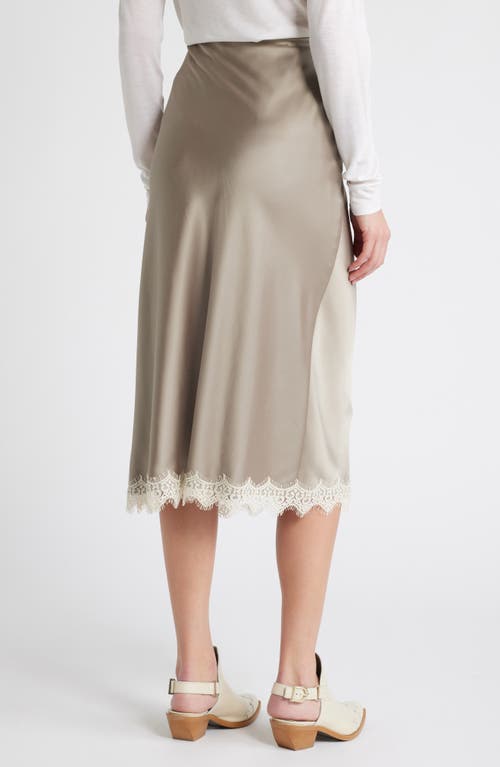 Shop Treasure & Bond Lace Trim Satin Midi Skirt In Chia