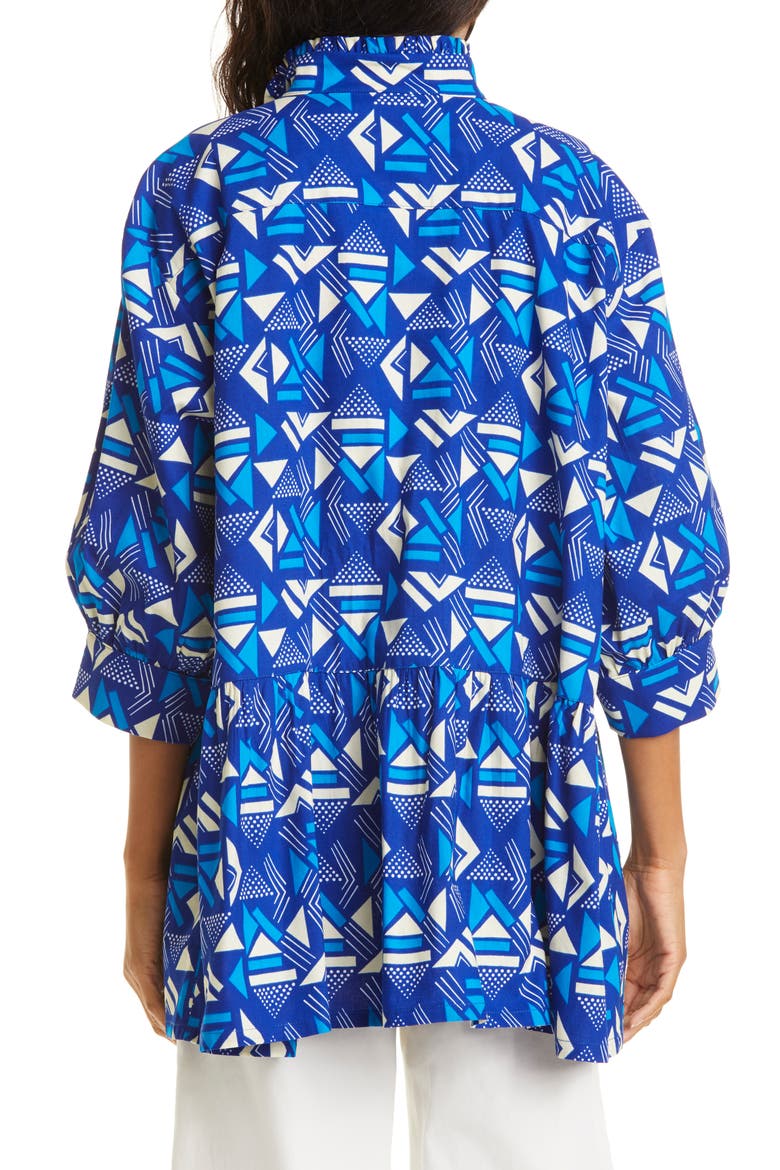 Curator Geo Print Cotton Top (Nordstrom Exclusive), Alternate, color, BLUE/OPTIC WHITE SAMAKAKA