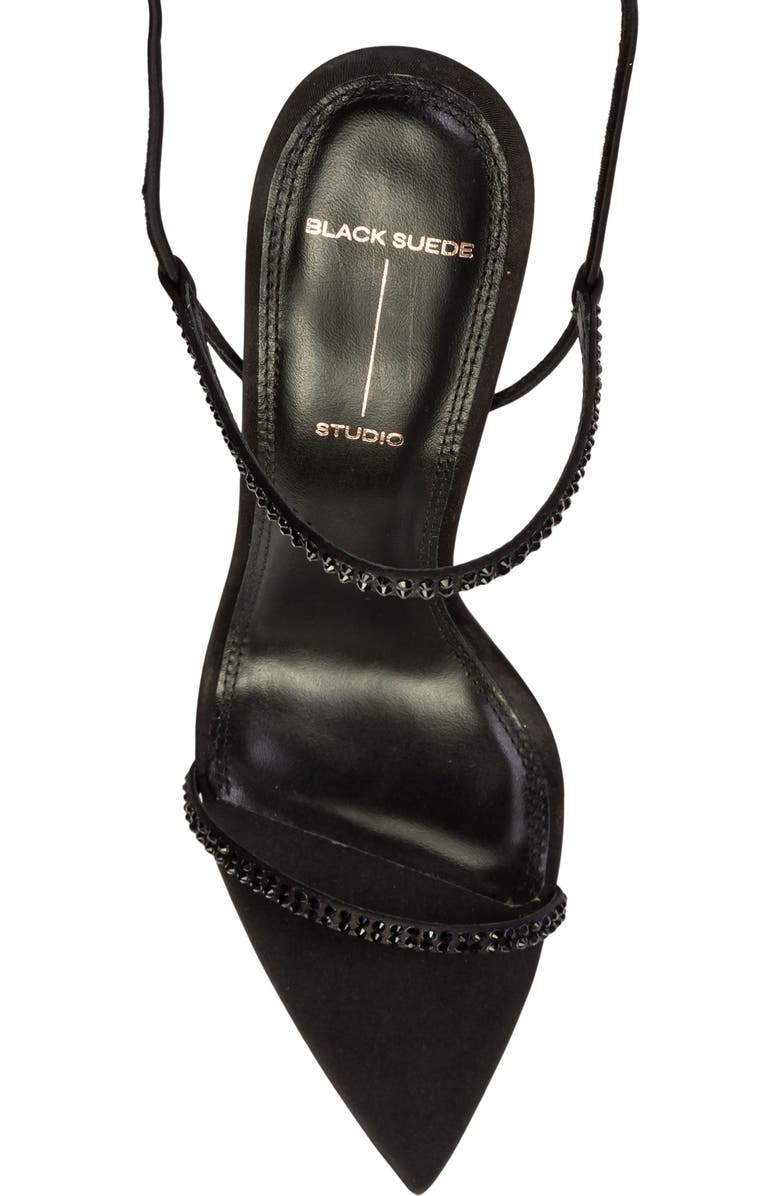 BLACK SUEDE STUDIO Lauren100 Strappy Sandal, Alternate, color, Black Satin Embellished
