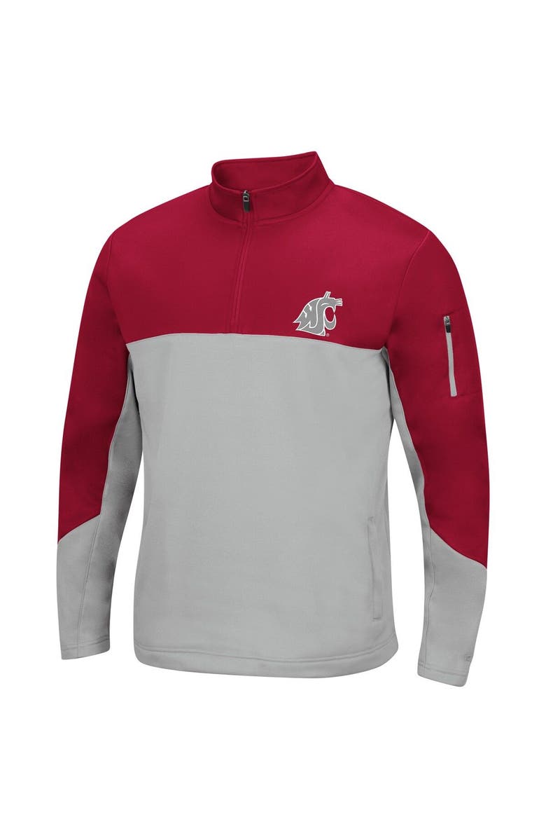 COLOSSEUM Men's Colosseum Crimson/Gray Washington State Cougars Triple Dog Dare Quarter-Zip Jacket, Alternate, color, 