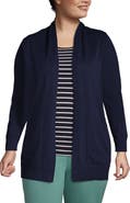 Lands' End Plus Size Long Sleeve Open Long Cardigan Sweater