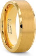Larson Jewelers Tungsten Beveled Edge Flat Wedding Band With Brushed Center