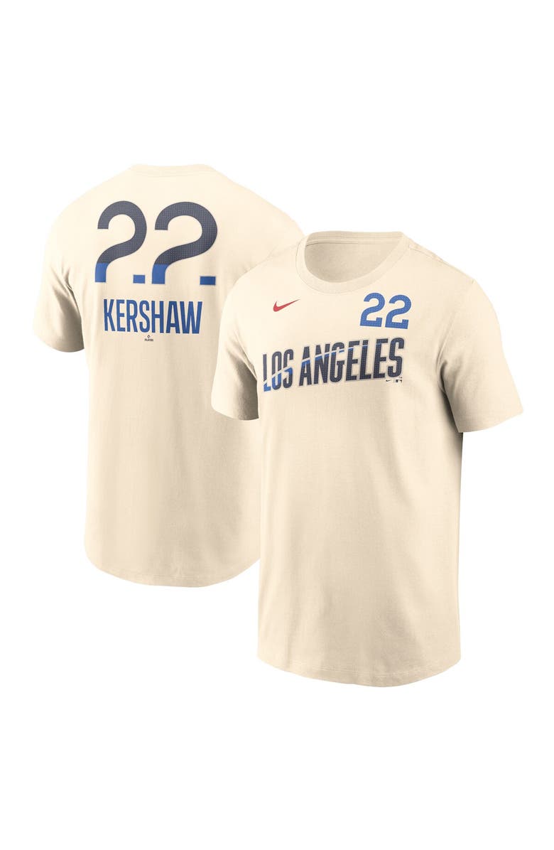 Nike Men's Nike Clayton Kershaw Cream Los Angeles Dodgers 2024 City Connect Fuse Name & Number T-Shirt, Main, color, Cream