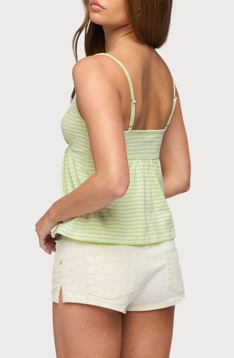 EDIKTED Cindee Contrast Stripe Babydoll Top, Alternate, color, White-And-Green