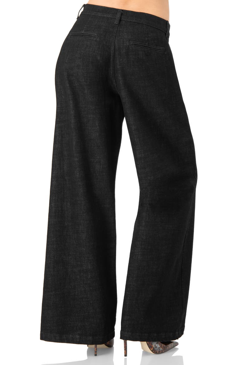 High-Waisted Wide-Leg Denim Jeans, Alternate, color, Black