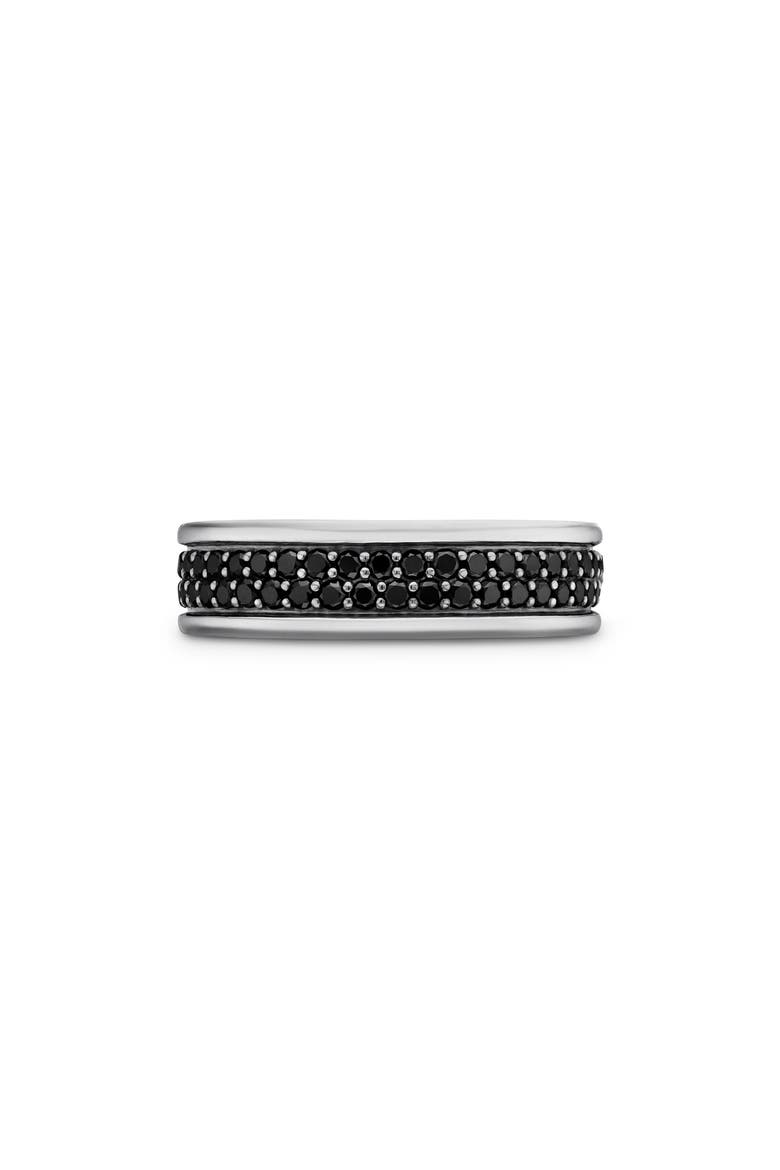 Streamline® Two Row Band Ring with Pavé Black Diamonds, Main, color, SILVER/ BLACK DIAMOND