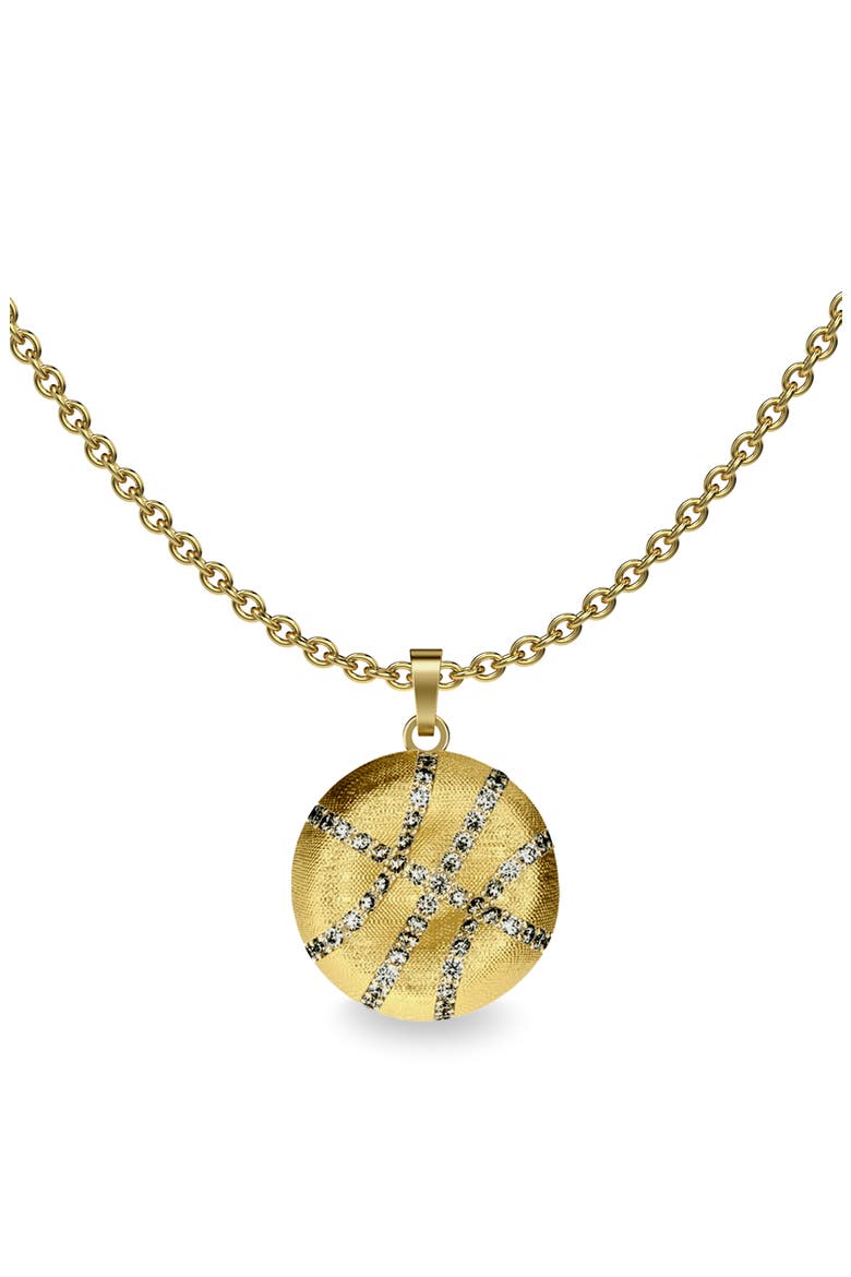 The Basketball Crooked Ball Diamond Pavé Necklace, Main, color, Gold / White Diamond