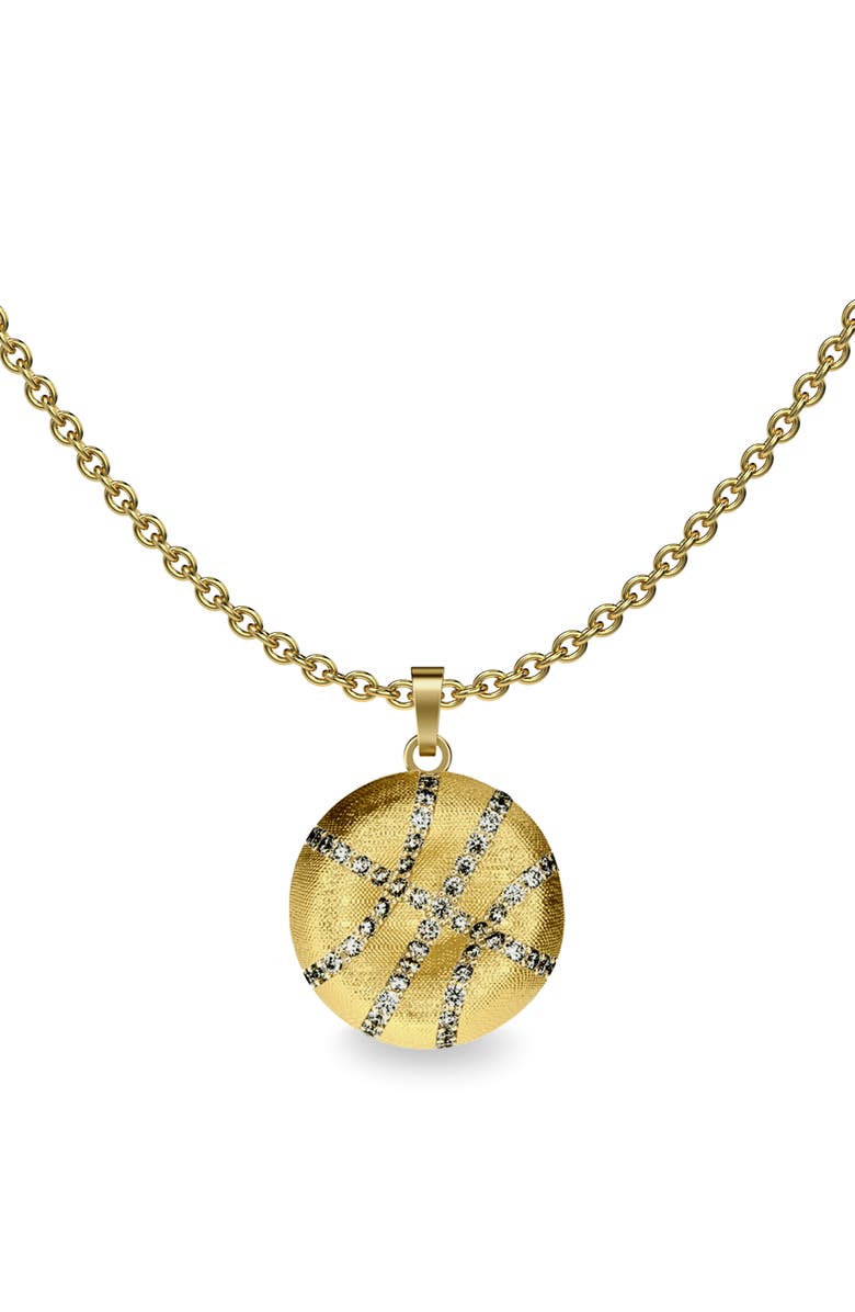 PASCAL The Basketball Crooked Ball Diamond Pavé Necklace, Main, color, Gold / White Diamond