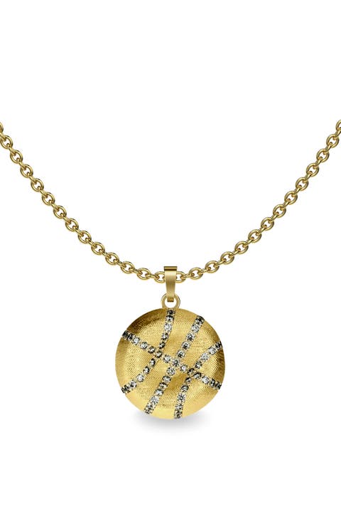 The Basketball Crooked Ball Diamond Pavé Necklace