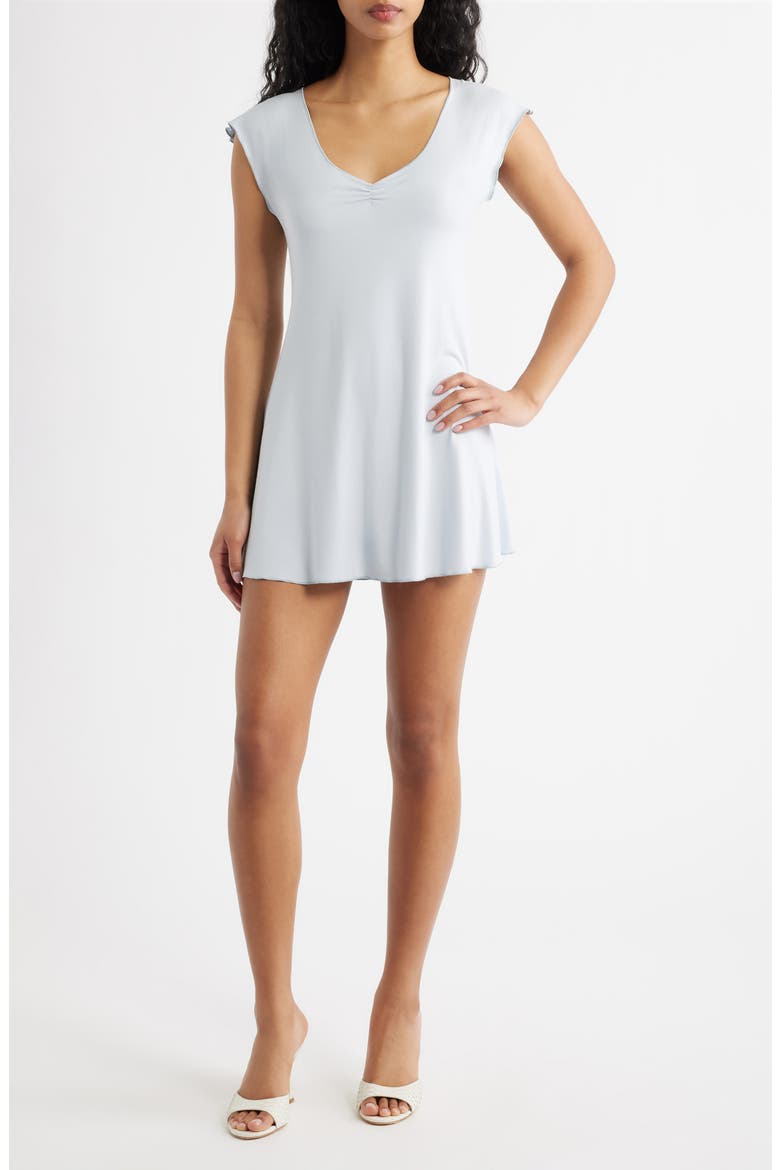 Georgia Deep V-Neck Minidress, Main, color, BABY BLUE