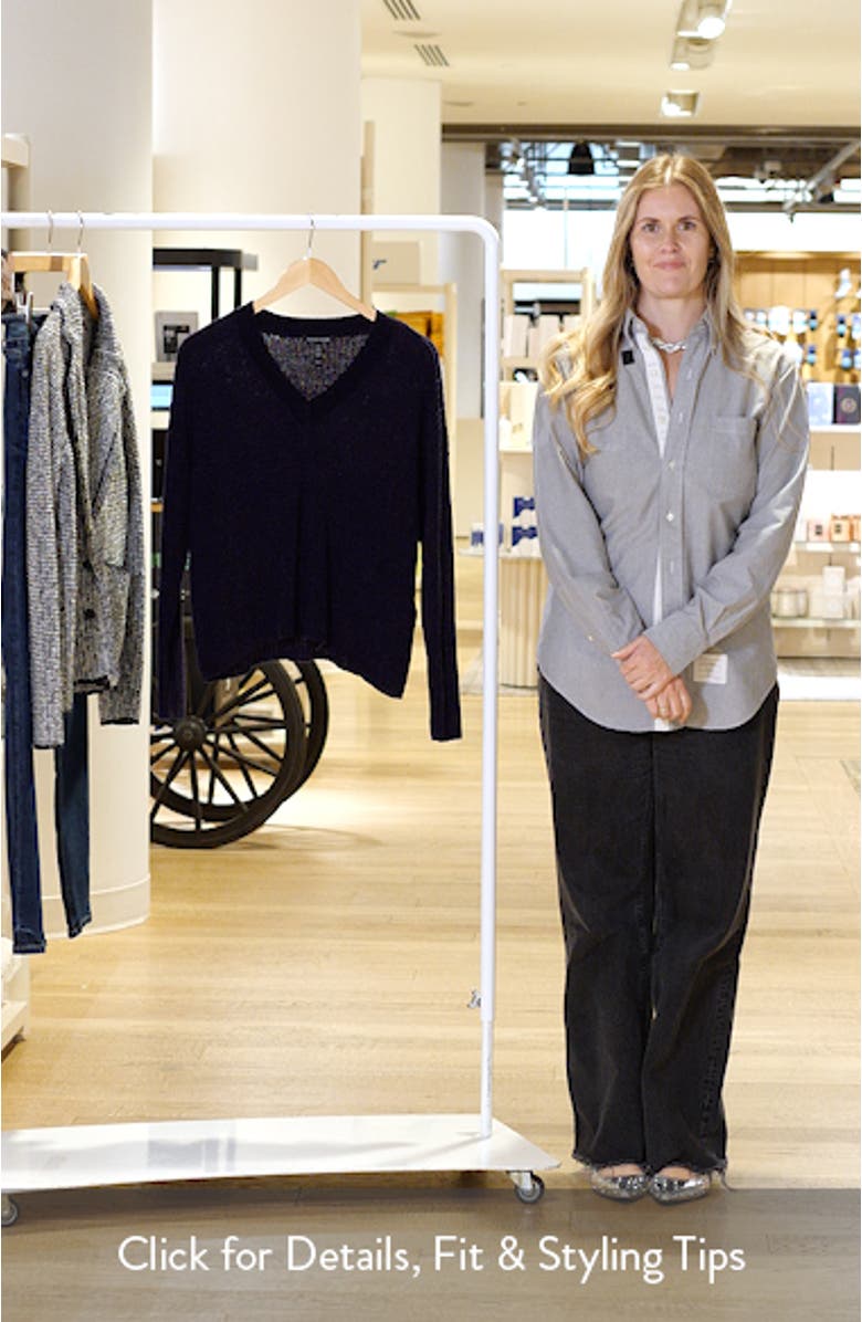 V-Neck Stretch Cotton Sweater, sales video thumbnail