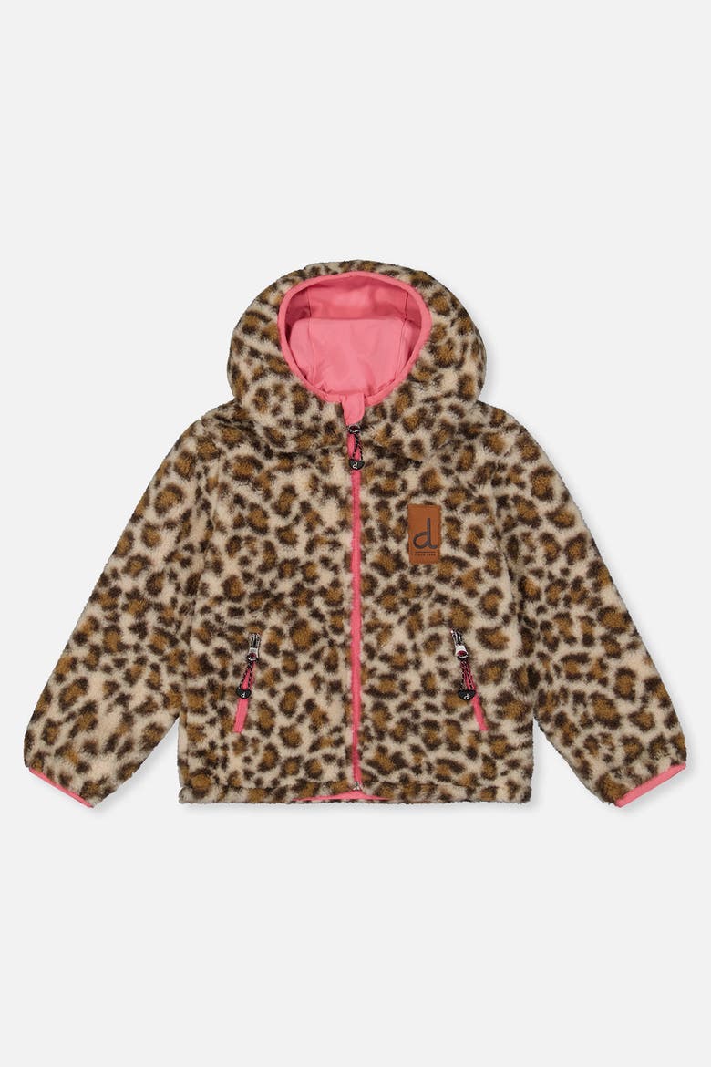 Reversible Mid-Season Fleece Hooded Jacket, Alternate, color, Pink and Leopard