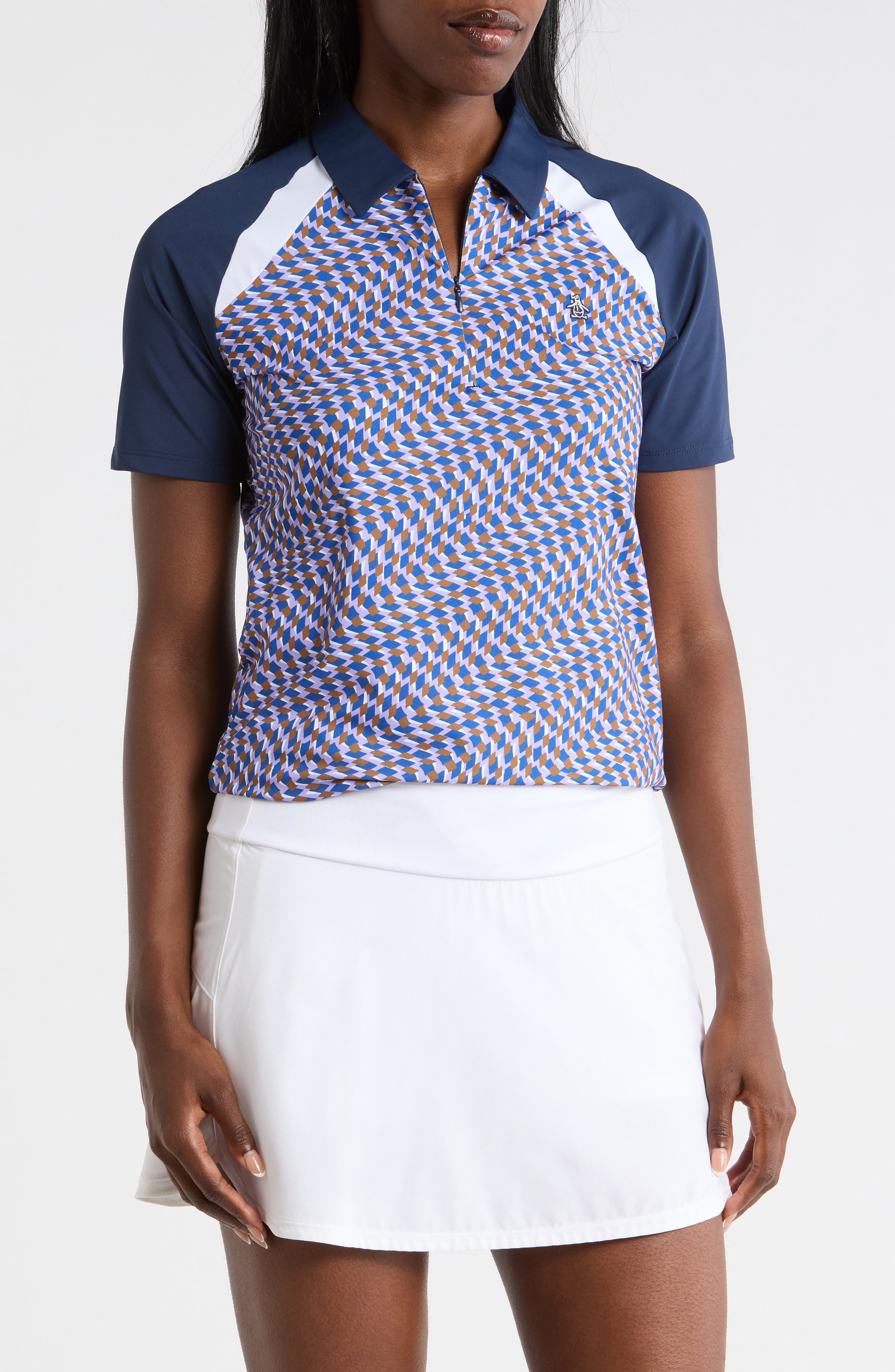 ORIGINAL PENGUIN GOLF Tipped Quarter Zip Knit Polo