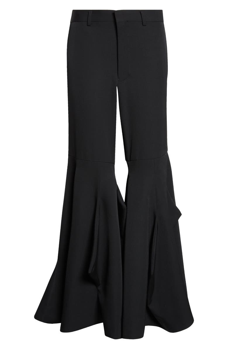 Comme des Garçons Paneled Wool Gabardine Flare Leg Pants, Main, color, Black