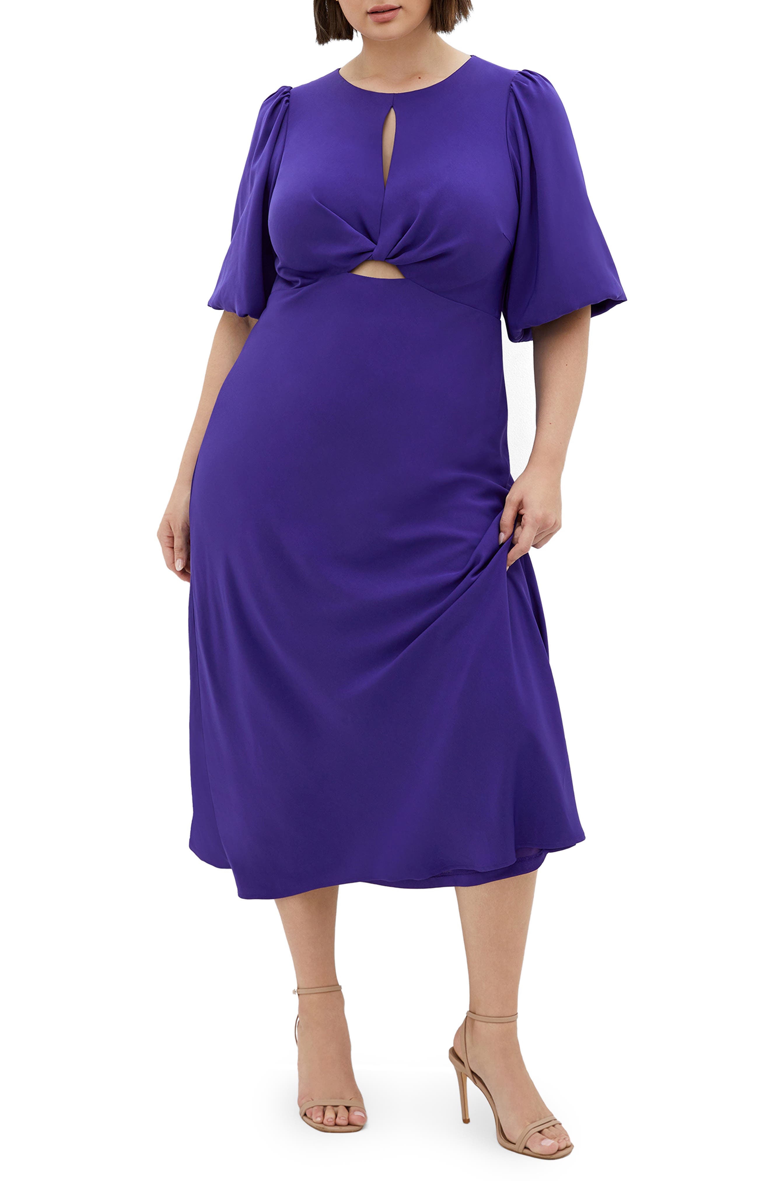 City Chic Ines Twist Front Puff Sleeve Maxi Dress