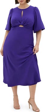 City Chic Ines Twist Front Puff Sleeve Maxi Dress