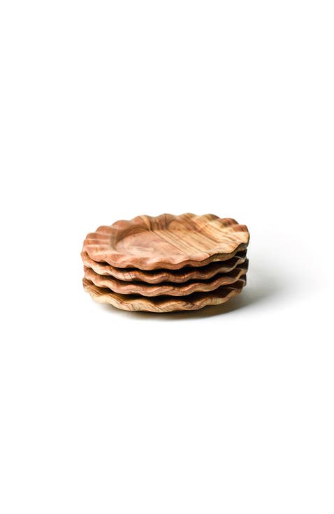 Fundamental Wood Ruffle Dinner Plate Set of 4