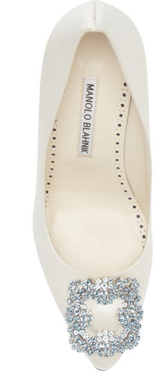 Manolo Blahnik Hangisi Bridal Crystal Buckle Pump (Women) Nordstrom