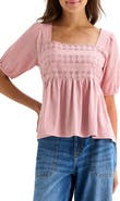Lucky Brand Schiffli Square Neck Cotton Top