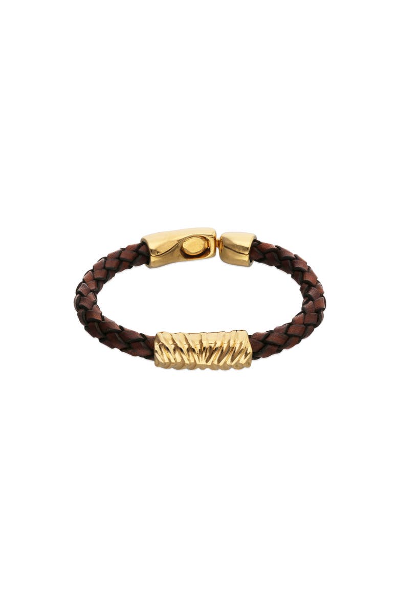 18K Gold-Plated Leather Bracelet, Main, color, Gold