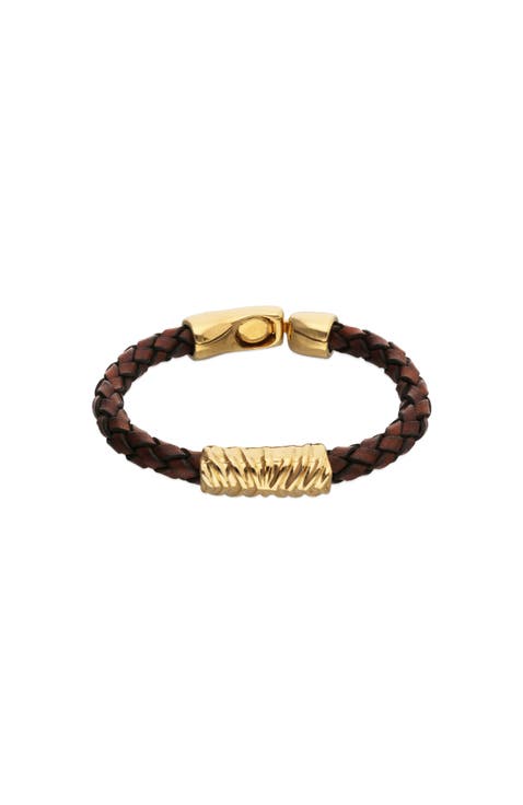 18K Gold-Plated Leather Bracelet