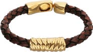 UNODE50 18K Gold-Plated Leather Bracelet