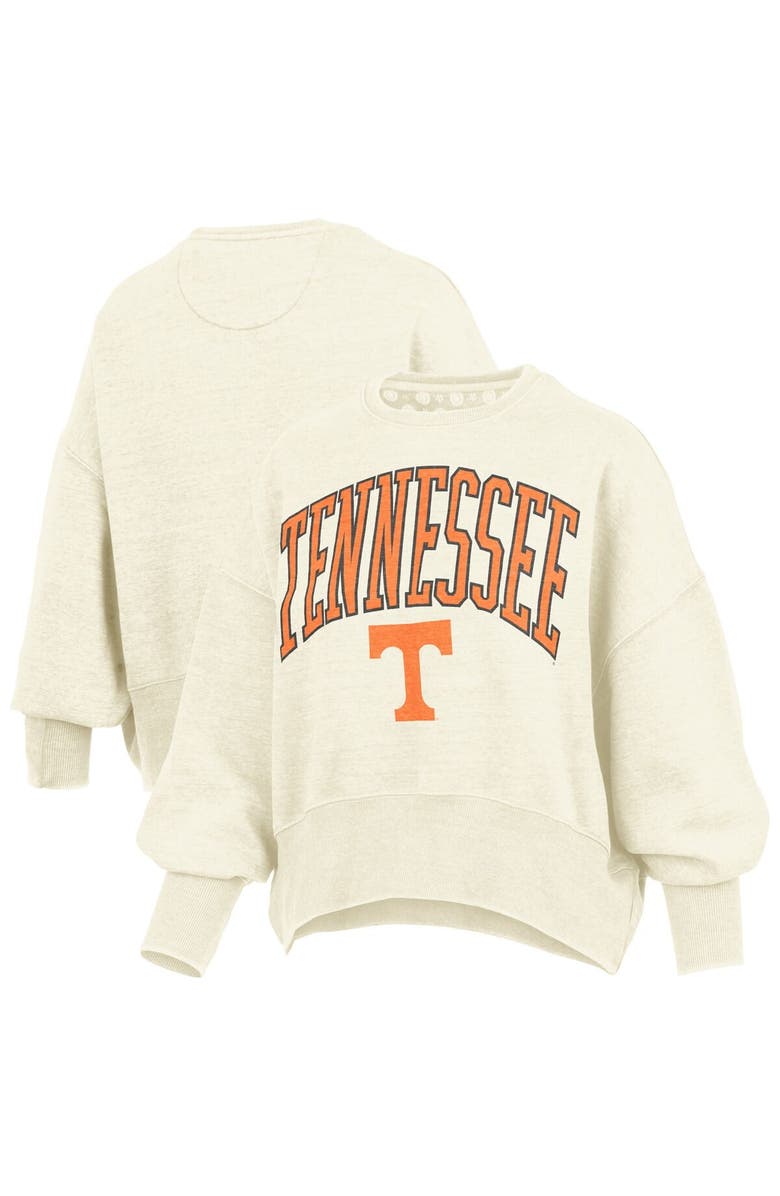 PRESSBOX Women's Pressbox Natural Tennessee Volunteers Oversized Waist-Length Crewneck Sweatshirt, Main, color, 