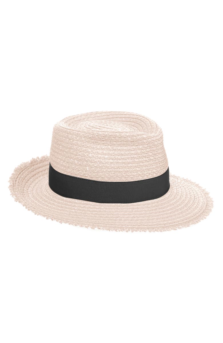 Eric Javits Look Again Packable Fedora, Main, color, Cream/Black