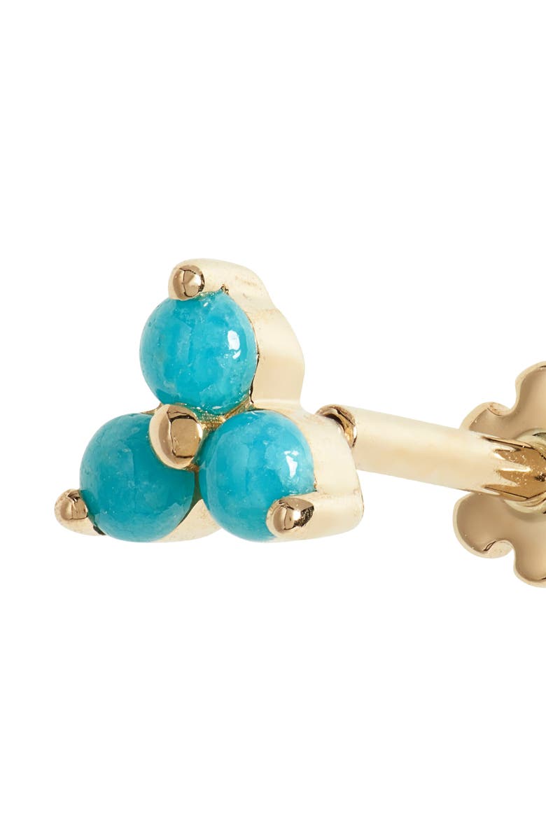 MARIA TASH Trinity Turquoise Threaded Stud Earring, Alternate, color, Yellow Gold