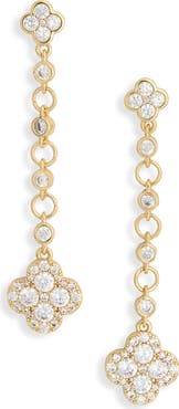 NORDSTROM RACK Cubic Zirconia Clover Linear Drop Earrings