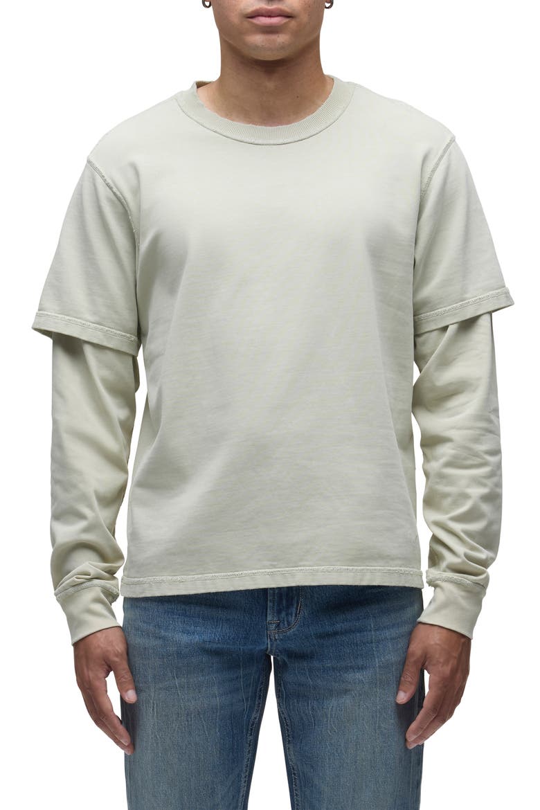 Hybrid Layered Cotton T-Shirt, Main, color, SANDSTONE