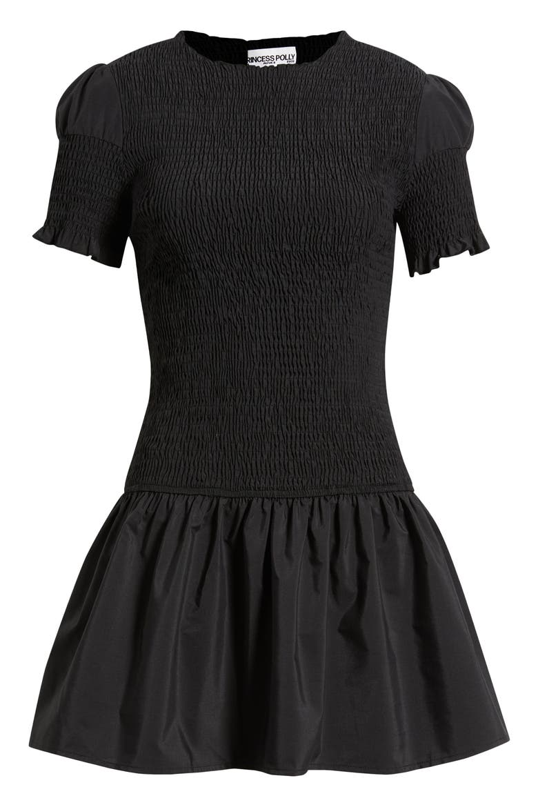 Laurita Smocked Minidress, Alternate, color, BLACK