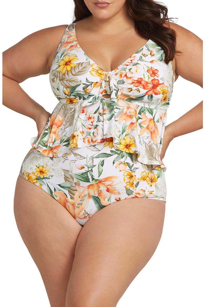 La Dolce Vita Chagall One-Piece Swimsuit, Main, color, WHITE