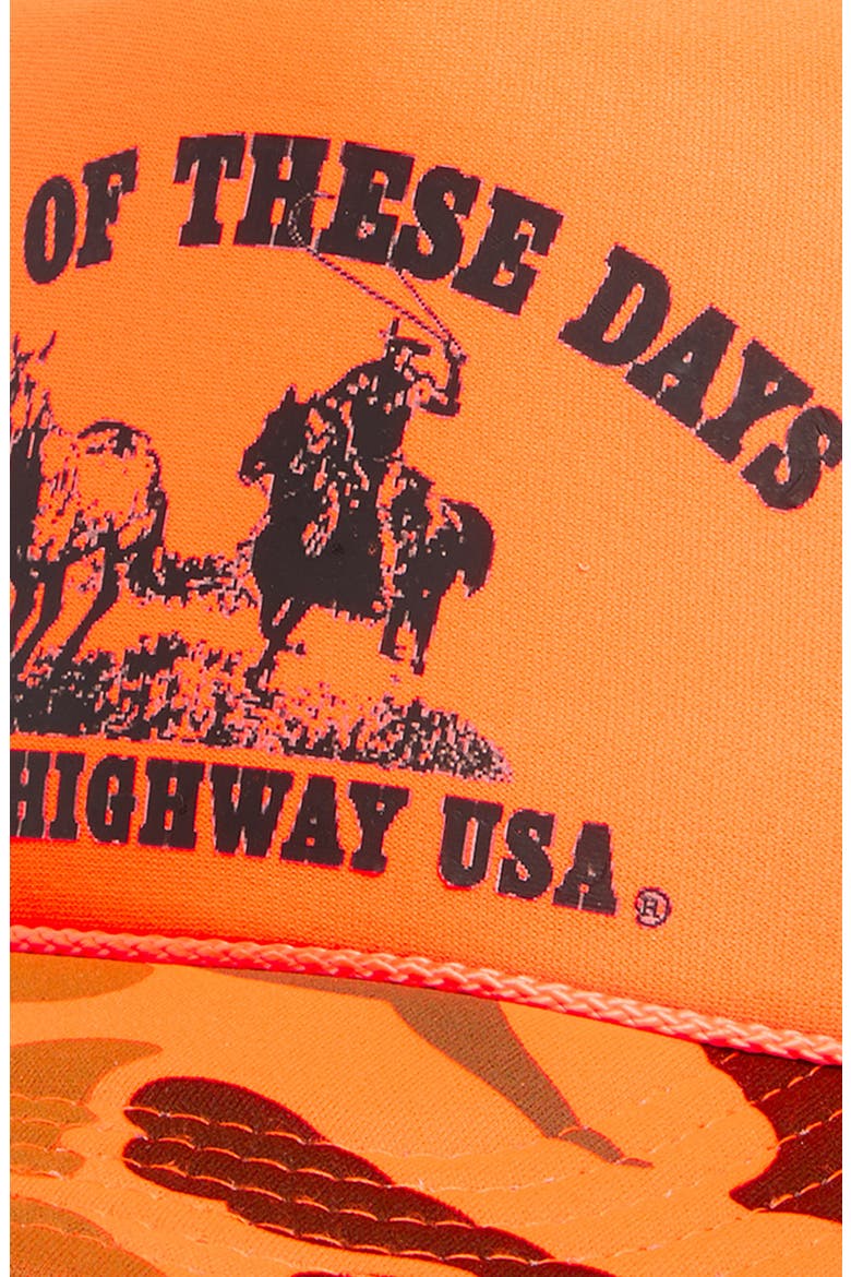 Lost Highway Trucker Hat, Alternate, color, ORANGE CAMO
