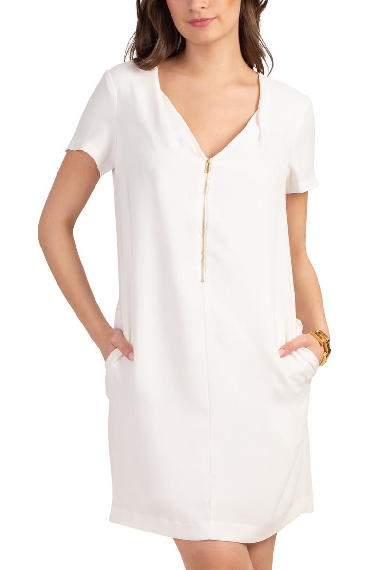 Banning 2 Front Zip Shift Dress, Alternate, color, WHITEWASH