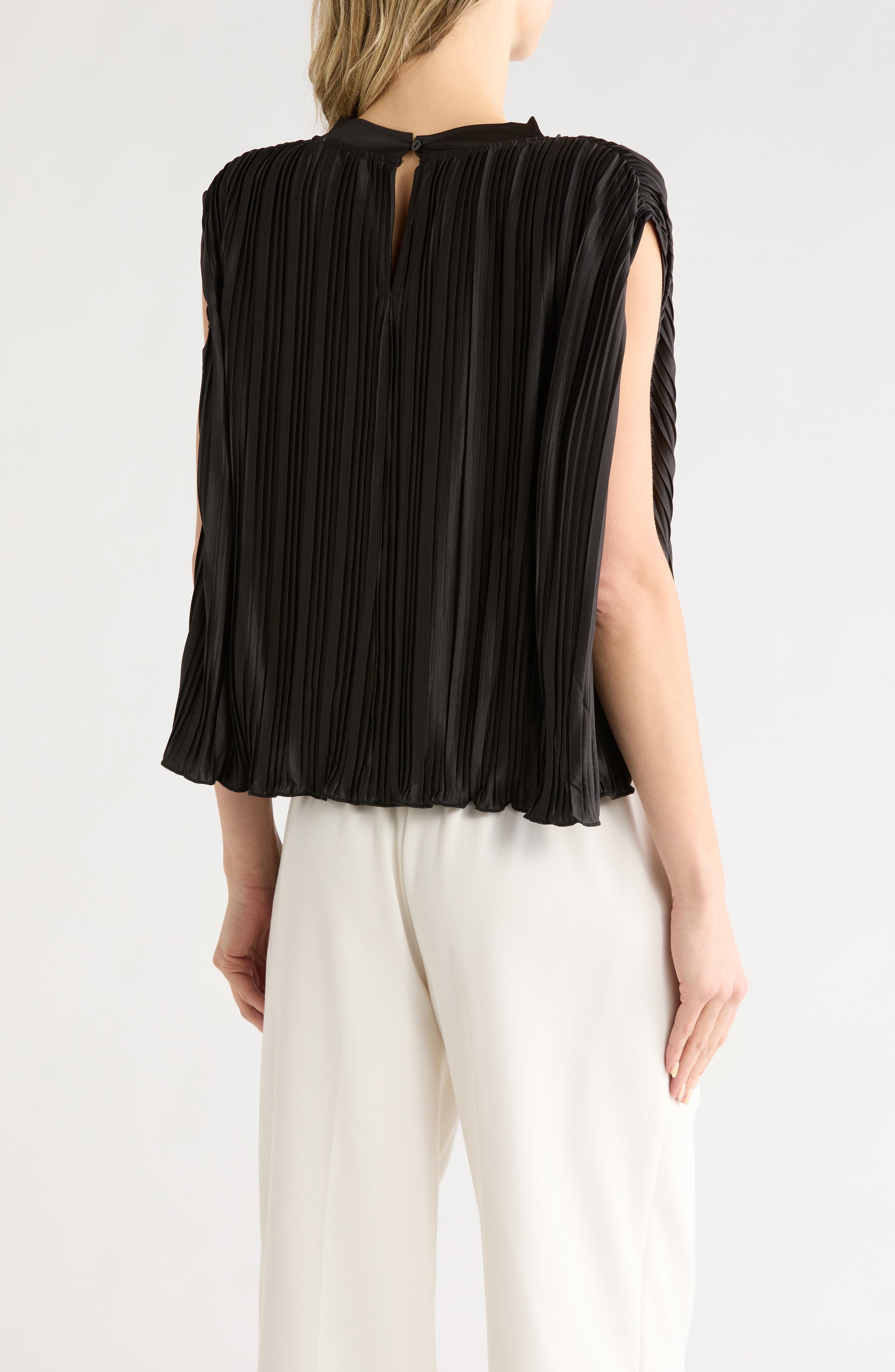 LBLC the label Olivia Sleeveless Pleated Cape Top
