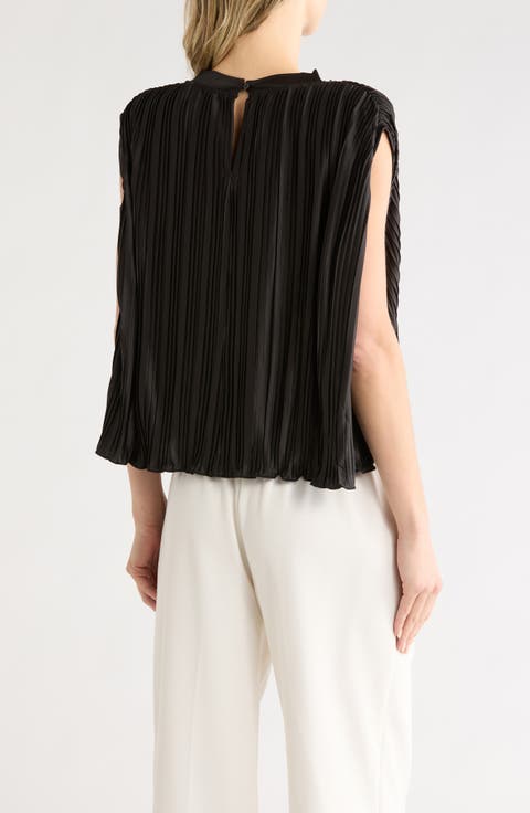 Olivia Sleeveless Pleated Cape Top