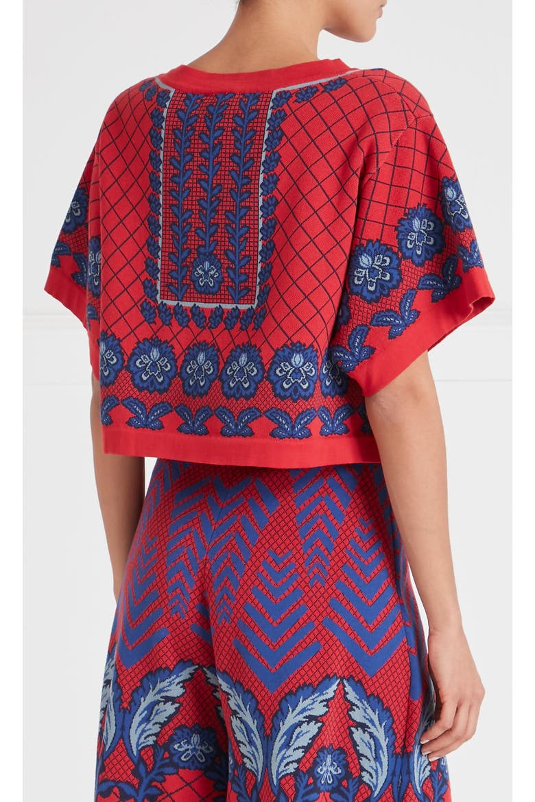 Francis Grid Knit Top, Alternate, color, Crimson