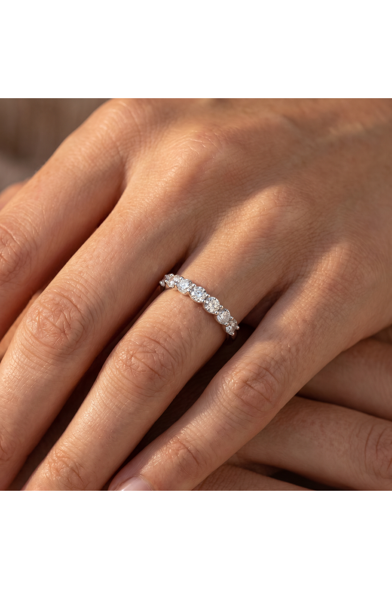 1Ct TW Diamond U Prong 7-Stone Wedding Ring 14k Gold or Platinum Lab Grown, Alternate, color, 14k White Gold