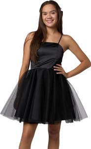 Un Deux Trois Satin and Tulle Party Dress in Longer Length