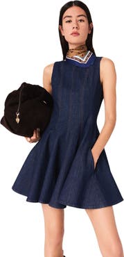 maje Mini denim dress with ruffles