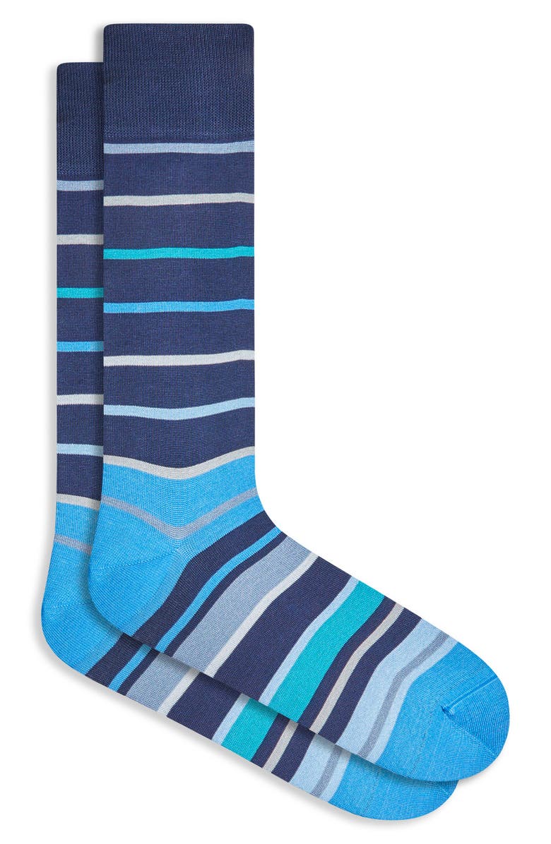 Bugatchi Stripe Cotton Blend Dress Socks, Main, color,